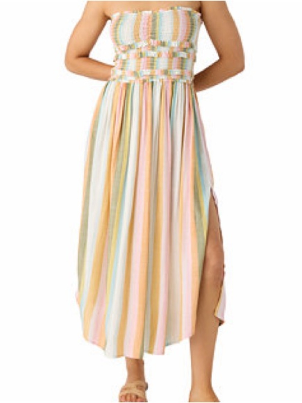 O'Neill Pastel Multi-Stripe Strapless Sundress